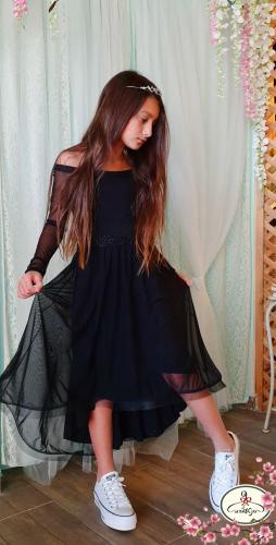 שמלת שיפון שחורה לארוע מL-S